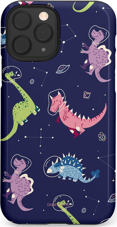 Casetastic hoesje geschikt voor Apple iPhone 11 Pro - Dubbellaagse bescherming - Rex in de ruimte - Fashion Case - Donkerblauw Donkergrijs