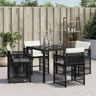 vidaXL - Tuinstoelen - 4 - st - met - kussens - poly - rattan - zwart