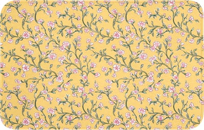WC mat 80x50 cm - Antislip - Bloemen - Motief - Geel - Toiletmat - Vloermat - Douchemat - Toilet tapijt - Toiletmatten