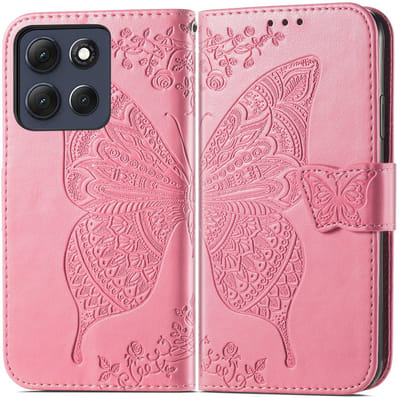 Coverup Hoesje - Geschikt voor Motorola Moto G86 Hoesje - Coverup Vlinder Book Case - Roze
