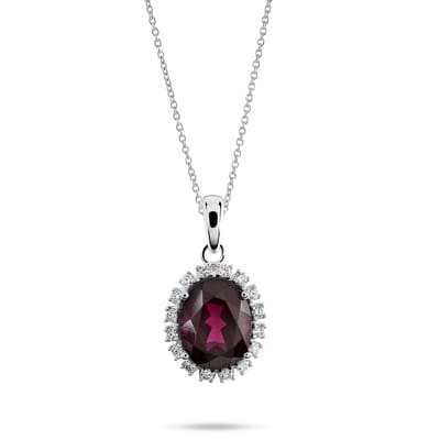 Orphelia KD-2037 - Collier - Goud 18 kt - Diamant 0.14 ct / Rhodoliet Granaat 2.65 ct - 42 cm
