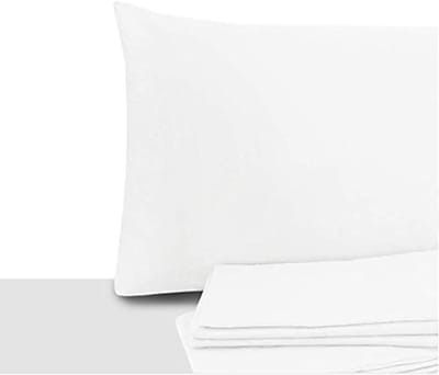 Famanu - Set van 2 kussenslopen voor tweepersoonsbed en eenpersoonsbed, 50 x 80 cm, 100% katoen, wit