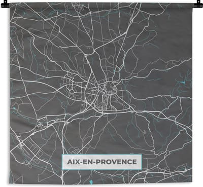Wandkleed - Wanddoek - Frankrijk - Aix-en-Provence - Stadskaart - Kaart - Plattegrond - 180x180 cm - Wandtapijt