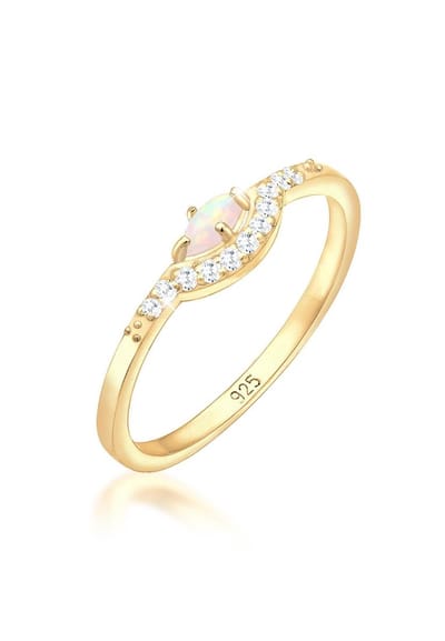 Elli - Ring - Dames Vintage Precious met Zirconia Marquise Opal in 925 Sterling Silver - Dames