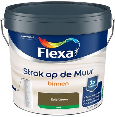 Flexa - Strak Op De Muur Binnen Mat - Epic Green - Mengverf - 5 L