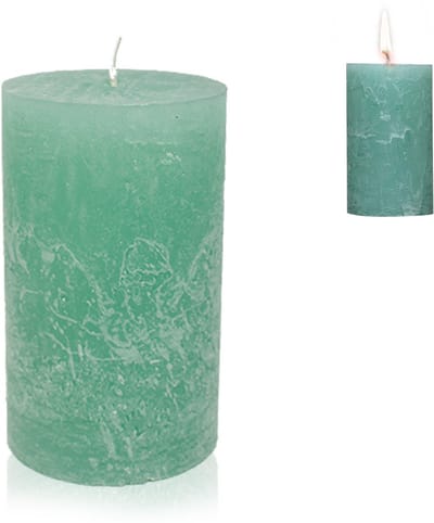 Candelo hoogwaardige rustieke kaars Kerst Ambiente – mint – rustieke stompkaars 12 cm – lange brandduur ca. 54 uur – adventskrans kerstkaarsen