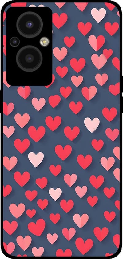 Smartphonica Telefoonhoesje Geschikt voor Oppo Reno 8 Lite met Roze en Rode Hartjes Opdruk - TPU Backcover Case With Rosé and Red Heart Design geschikt voor Oppo Reno8 Lite