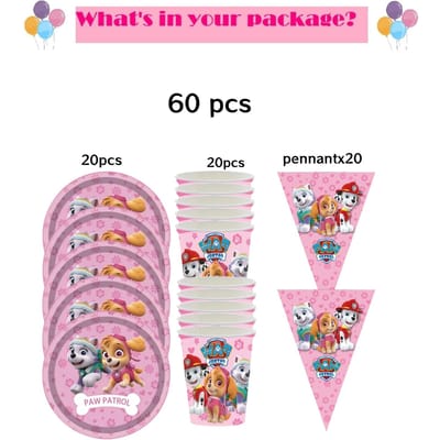 Roze Paw Patrol Verjaardagsfeest Decoratie Skye Wegwerp Servies Tafelkleed Bord Folie Ballonnen Babyborrel Meisjes Feestartikelen