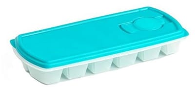 PlasticForte IJsblokjesvorm - met deksel - 12 ijsklontjes - kunststof - lichtblauw