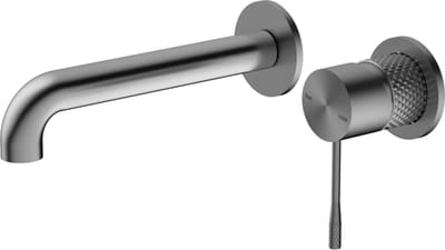 Owen & Finch Wandmengkraan – Geborsteld Grafiet – met Diamantkarteling & Duurzame PVD-Coating – Uitloop 185 mm