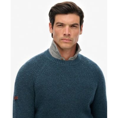 Superdry Grof Gebreide Trui met Raglanmouwen Blauw Grootte: S