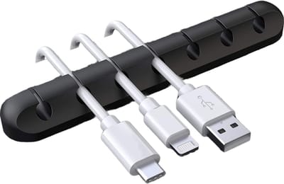 Kabel organiser - Zelfklevende kabelhouder - Bureau kabelbeheer - Voor 7 kabels - Zwart - Jonyx