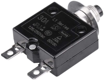 Dailygoods - Thermal circuit breaker - Overload bescherming - 30 A - Zwart - Huidige beveiliging - Betrouwbare stroomonderbreking - Geschikt voor elek...