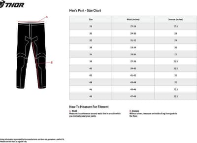Pantalon de moto cross enduro noir taille 50 US40 pour homme femme Thor Pulse
