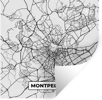 Muurstickers - Sticker Folie - Kaart - Stadskaart - Frankrijk - Montpellier - Plattegrond - 100x100 cm - Plakfolie - Muurstickers Kinderkamer - Zelfklevend Behang XXL - Zelfklevend behangpapier - Stickerfolie