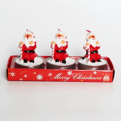 3-Pack Theelichtjes in Kerstthema - Handgemaakte Waxkaarsen voor Feest, Decoratie & Cadeau
