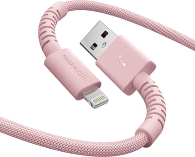 Fresh 'n Rebel FlexWave Oplaadkabel voor iPhone - USB – Extra lang (2m) - Siliconen gevlochten kabel - USB-A naar Apple Lightning - Pastel Pink