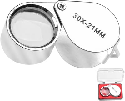 Dailygoods- Vergrootglas 30X vergroting - Handheld Vergrootglas - Juweliers Loep - Roestvrij Staal - Inclusief Etui - Draagbaar met Ophanggat