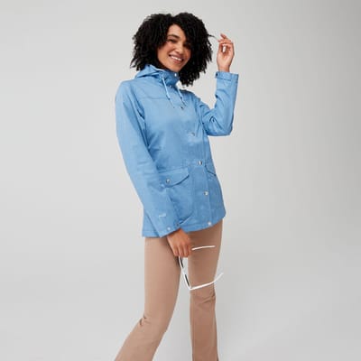 De Regatta Bayarma katoenen jas - dames - Coolweave - met capuchon - Lichtblauw