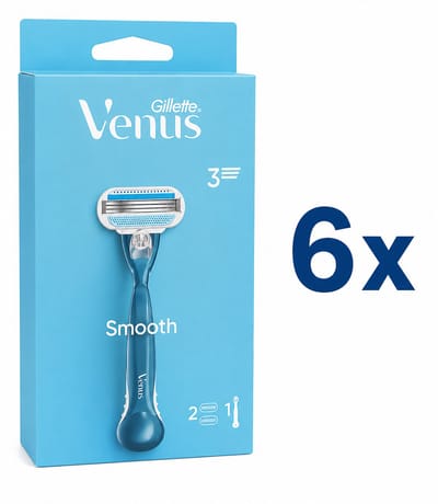 Gillette Venus Smooth Scheersysteem – 6 Stuks – Voordeelverpakking - 1 Houder + 2 Navulmesjes