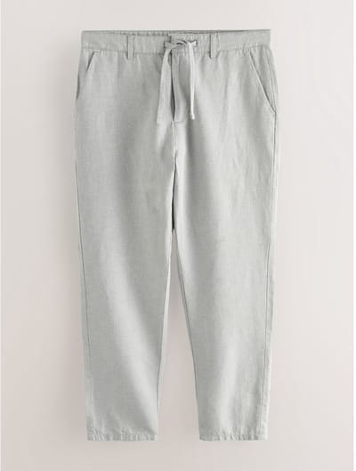 Next - Heren - Katoenen linnen keperstof chino broek - Naturel