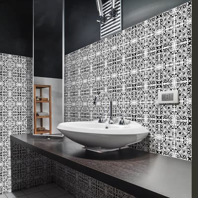 Zelfklevende tegelmuurstickers voor keuken en badkamer - 60 tegelstickers, Azulejos-stijl, Sofia - 60 stickers, 20x20 cm