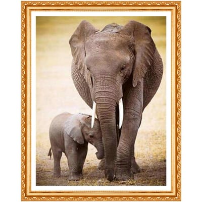 Diamantborduurwerk Olifant en Baby Doe-het-zelf Kruissteek Muurstickers Volledige Ronde Afbeeldingen Huisdecoratie 20X30CM white