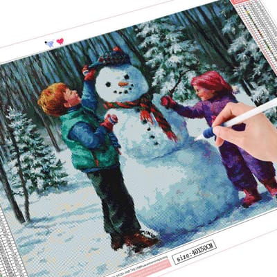 Volledige Kits Diamond Borduren Mozaïek Kids Cross Stitch Diamond Schilderij Portret Sneeuwpop Home Decor Handgemaakt Full Square 20X30CM