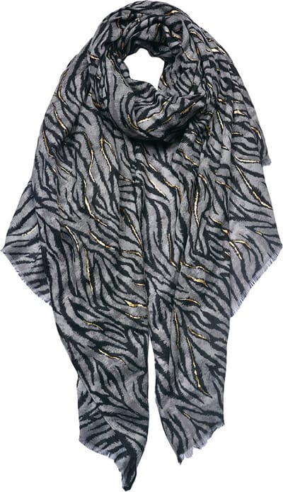 Juleeze Sjaal Dames Print 90x180 cm Zwart Wit Synthetisch