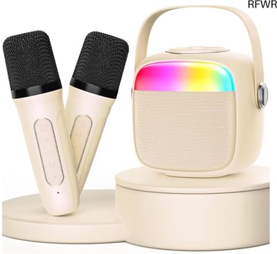 RFWR® Mini Karaoke Machine voor Kinderen en Volwassenen - Draadloze Bluetooth Karaoke Luidspreker met 2 Microfoons voor Thuisfeest