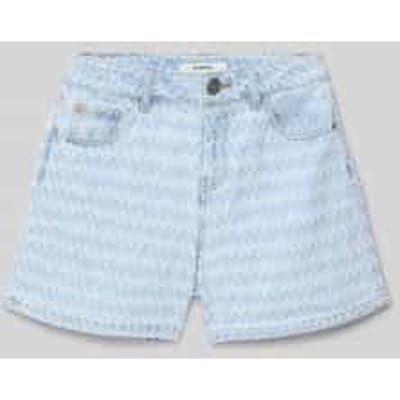 Korte jeans in destroyed-look met labeldetail