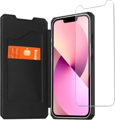 Geschikt voor iPhone 13 Pro Hoesje - Bookcase Zwart - Geschikt voor iPhone 13 Pro Screenprotector