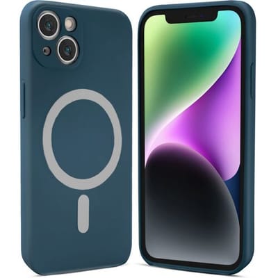 ShieldCase telefoonhoesje geschikt voor Apple iPhone 13 Mini Magneet hoesje siliconen zijde - blauw - Shockproof backcover hoesje - Hardcase hoesje - Siliconen hard case hoesje met Magneet ondersteuning