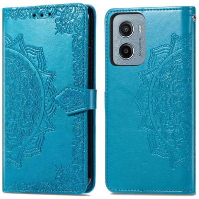imoshion Hoesje - Geschikt voor Motorola Moto G05 / Motorola Moto E15 - Mandala Bookcase - Turquoise
