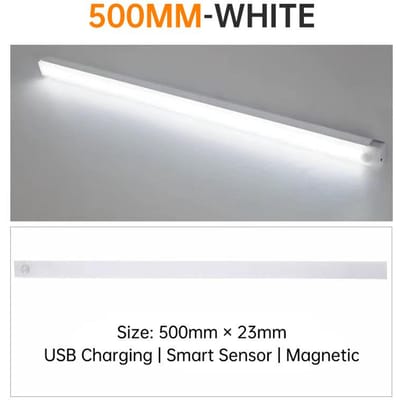 LED Nachtlampje 10/20/30/50CM Bewegingssensor USB Oplaadbaar Ultradunne Draadloze Garderobekast Keukenkast Nachtlampje 500mm wit