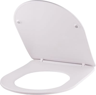 Universele witte clip-on toiletbril/gemakkelijk schoon te maken - extra platte soft-close toiletbril, D-vorm
