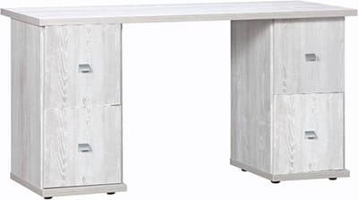 58 x 140 - 71cm Hoog - Bureau Met Opberg - Licht Grijs Hout Deuren - Son