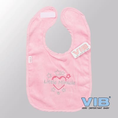 VIB® - Slabbetje Luxe velours - Little Miracle (Roze) - Babykleertjes - Slabbetjes - zwangerschap aankondiging - baby aankondiging