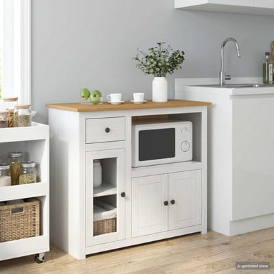 vidaXL Magnetron Dressoir PANAMA Wit en Honing Was 99.5 x 44 x 86.5 cm