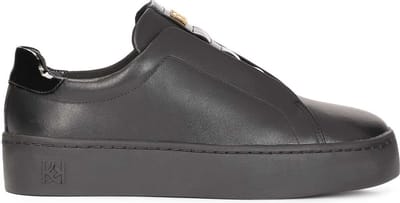 Ladies’ comfortable black grain leather sneakers
