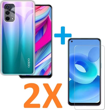 Soft TPU Transparant hoesje Silicone Case + 2 stuk Glas Screenprotector Geschikt voor: Oppo A93 5G