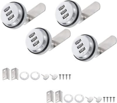 Cijferslot - cijferslotje 3 cijfers - Set van 4 - Ladecombinatiesloten - Sloten voor archiefkasten - Geschikt voor panelen van 5-12 mm - Hoogwaardige aluminiumlegering - Inclusief slotvanger, aanpassingsgereedschap en schroeven