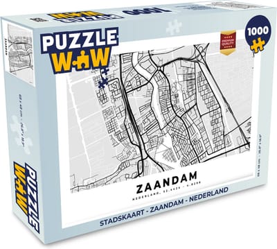 Puzzel Stadskaart - Zaandam - Nederland - Legpuzzel - Puzzel 1000 stukjes volwassenen - Plattegrond