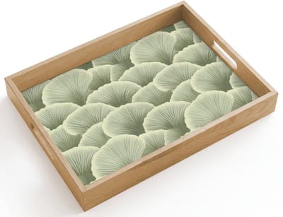 Dienblad hout 40x30 cm - Schootdienblad - Waaier - Blad - Groen - Borrelplank rechthoek - Plateau dienbladen