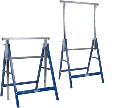 TRUTZHOLM - Werkschraag Set van 2 - 7-voudig Verstelbaar 80-130 cm - 400 kg - Inklapbaar - Blauw - Steigerschraag - Staal