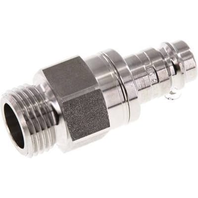 RVS 306L DN 10 Luchtkoppeling Insteeknippel G 1/2 inch Buitendraad Double Shut-Off - CLP10-M-SSL-SV-P-012