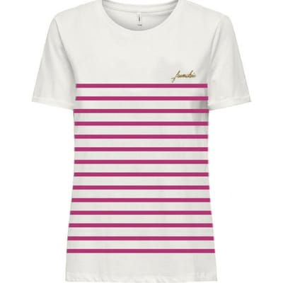 Only Lacy Life Stripe T-shirt Dames - Maat M