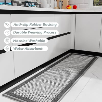 Candala Keukenmatten antislip wasbaar moderne keuken absorberend en vlekbestendig keuken vloerlopers MG Grijs 50 * 180cm