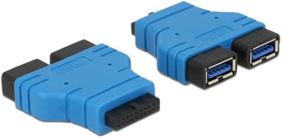 Delock Adapter USB 3.0 pin header female > 2 x USB 3.0 Type-A female – parallel