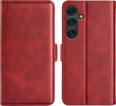 MobyDefend Hoesje - Geschikt voor Samsung Galaxy S25 Plus (S25+) - Luxe Wallet Book Case (Sluiting Zijkant) - Rood